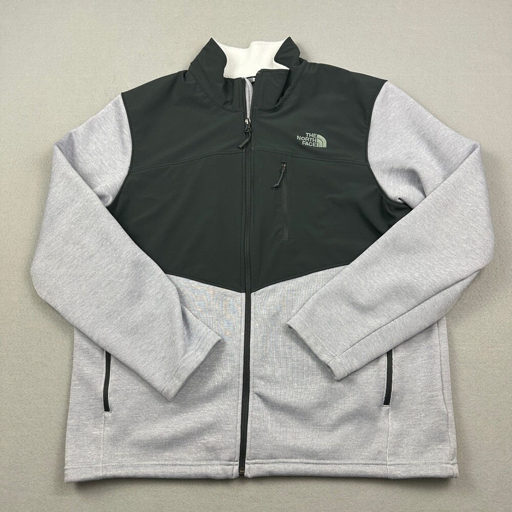 The North Face Jacket Men Extra Large Gray Black Hybrid Full Zip Softshell XL *
